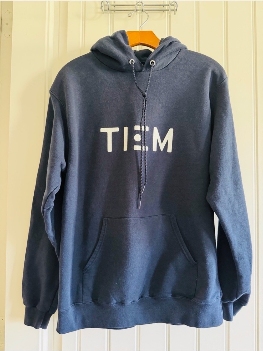 TIEM Navy Pullover Hoodie with White Logo
